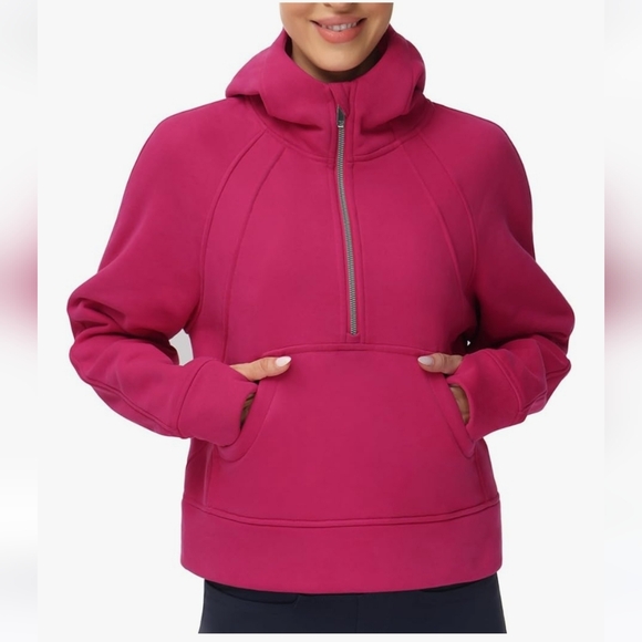 Women's Pink Scuba Half-Zip Sweatshirt - Picture 2 of 4